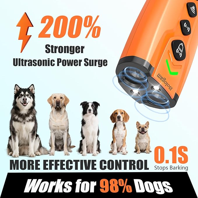 Dog Bark Deterrent Device,Ultrasonic Anti Barking Device,23ft|7modes|Flashlight|Beep,Safe Humane Portable Rechargeable Training Tool For Correcting Behaviors Own Dog/Managing Neighbor'S Barking Dogs