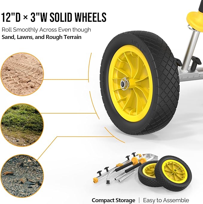 Bonnlo Kayak Cart Dolly Kayak Wheels Detachable Canoe Cart with Solid Tires and Kickstand Kayak Trolley