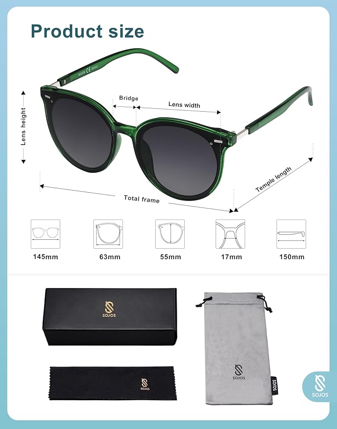 SOJOS Sunglasses Womens Trendy 2025 Classic Round Retro Vintage Shades Large Frame Sunnies SJ2067