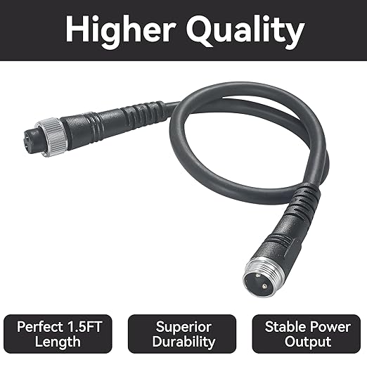 1.5FT Rust-Proof Electric Fishing Reel Battery Power Cable | Compatible with Daiwa Tanacom, Seaborg, Leobritz, BeastMaster & Shimano Reels | Super Air Cord for BM, LB, Prof, PrB, ProS Models
