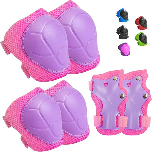Wemfg Kids Protective Gear Set Knee Pads for Kids 3-14 Years Toddler Knee and Elbow Pads with Wrist Guards 3 in 1 for Skating Cycling Bike Rollerblading Scooter