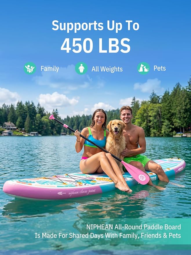 Niphean Inflatable Stand Up Paddle Board with SUP Accessories, Anti-Slip EVA Deck, 10’6’’ Inflatable Paddle Boards for Adults & Youth of All Skill Levels