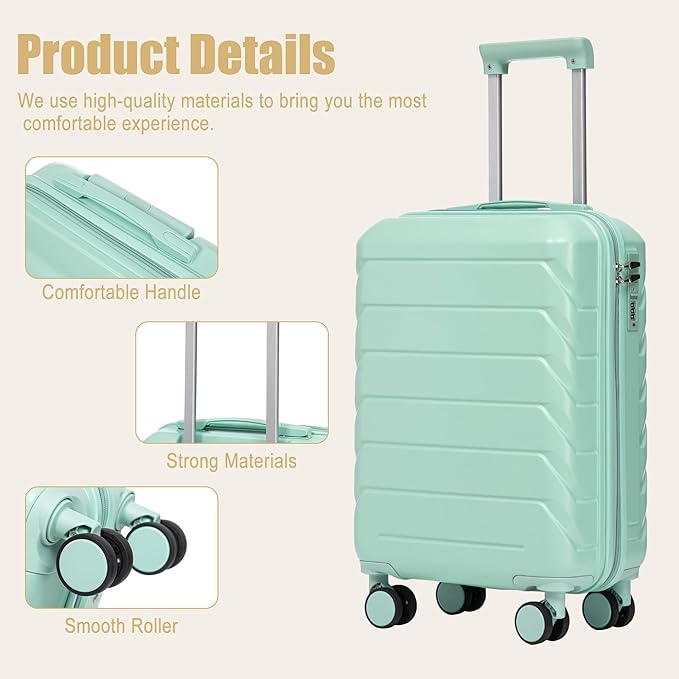 20 Inch ABS Hard Shell Travel Checked Luggage With Combination Lock, Blue
