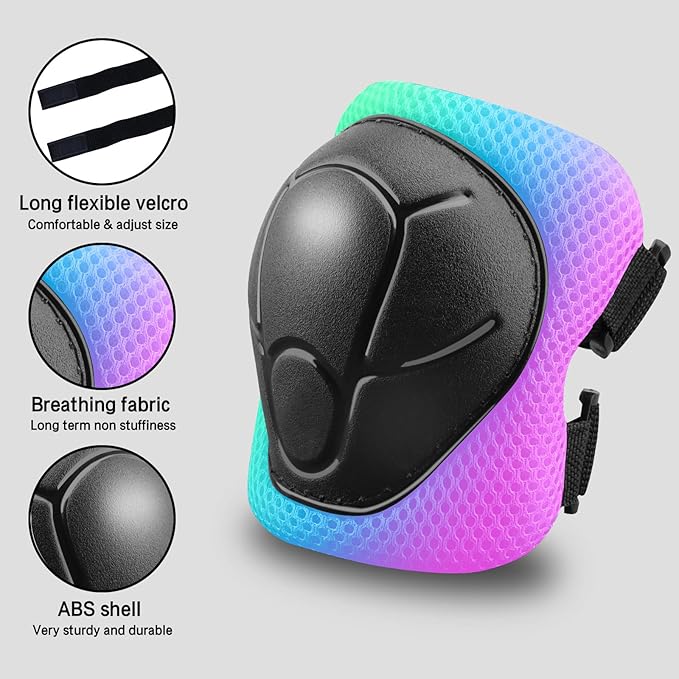 Kids Protective Gear Set Knee Pads for Kids 3-14 Years Toddler Knee and Elbow Pads with Wrist Guards 3 in 1 for Skating Cycling Bike,Biking, Roller Skates, Scooters