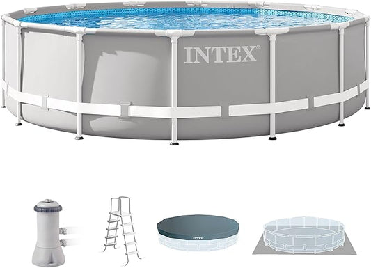 Intex 26719EH Prism Frame Premium Above Ground Swimming Pool Set: 14ft x 42in – Includes 1000 GPH Cartridge Filter Pump – SuperTough Puncture Resistant – Rust Resistant – 3357 Gallon Capacity