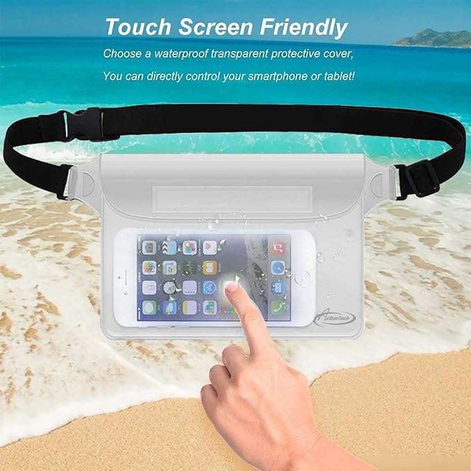 AiRunTech 防水ファニーパック、パスポート財布ポーチ用スマホ防水ケース、旅行・ビーチ・水泳・カヤック・ボート・クルーズ用品用フローティング防水バッグ