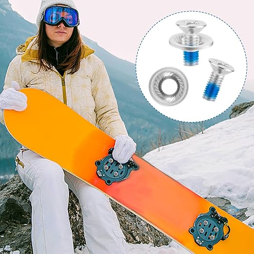 8pcs Snowboard Binding Screw Set, Snowboard and Ski Bindings Screw Replacement Set Snowboarding Mounting Screws Snow Wakeboard Binding Screws for Skiing Outdoor Sports