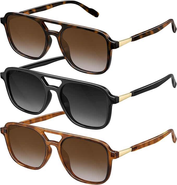 Retro Aviator Sunglasses for Women Men:Polarized Trendy Vintage 70s Rectangle Womens Shades Sun Glasses UV Protection