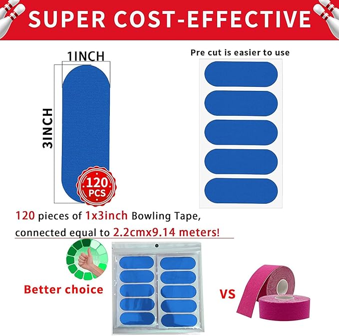 Birllaid 120PCS Bowling Thumb Tape Bowling Finger Tape Bowling Tape Thumb for Bowlers, Bowling Accessories for Men Women