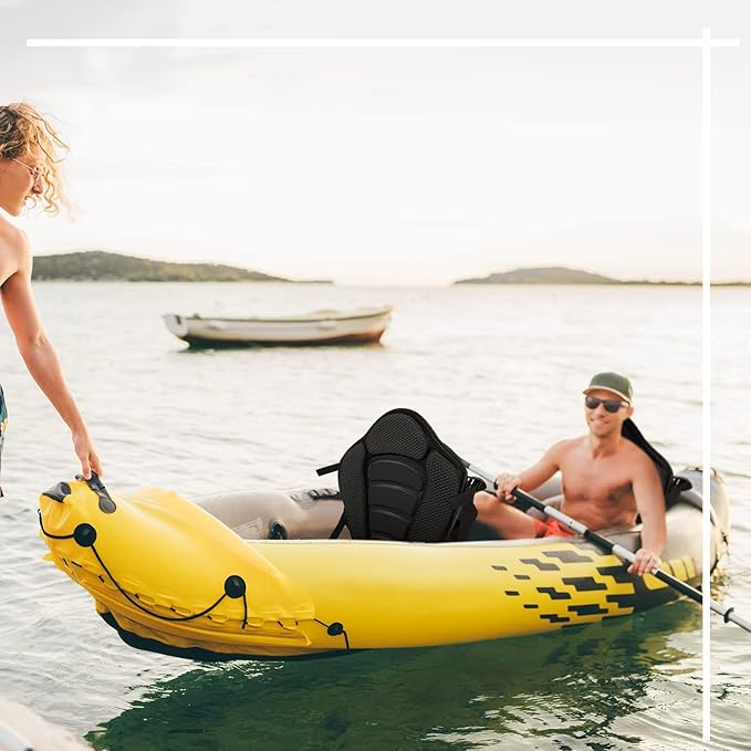 Lewtemi 2 Pack Kayak Seats with Back Support Adjustable Sit on Top Padded Boat Seat with Detachable Storage Bag and 8 Fixed D Ring and Screws