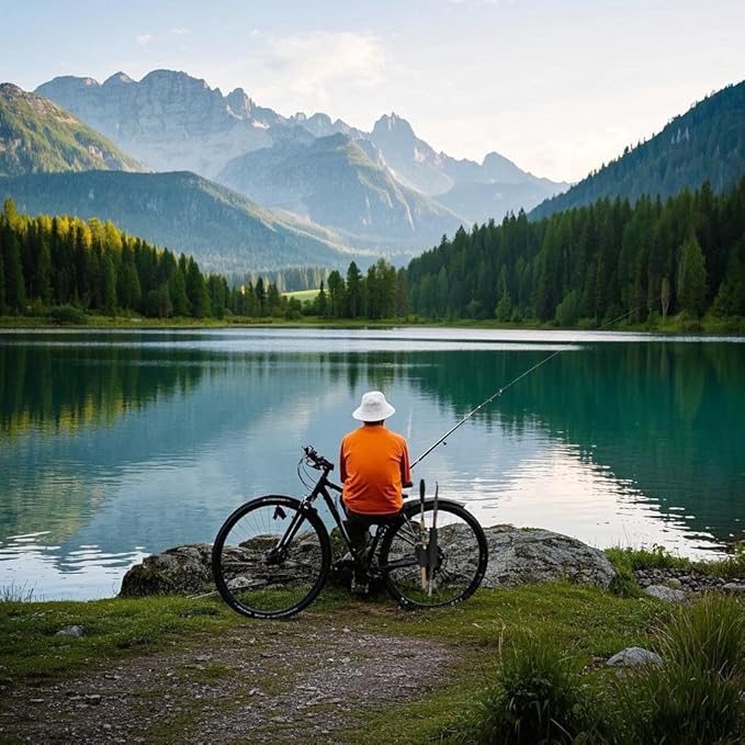 2-Tubes Fishing Rod Holder for Bike, Bike Fishing Pole Holder and Carrier,Rod Rack for Bicycle Fishing