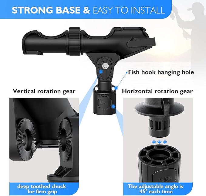 2 Pack Kayak Fishing Rod Holders - Large Size, Adjustable, Durable, Secure Track Mount for Kayak Canoe Anglers, Kayak Accessories