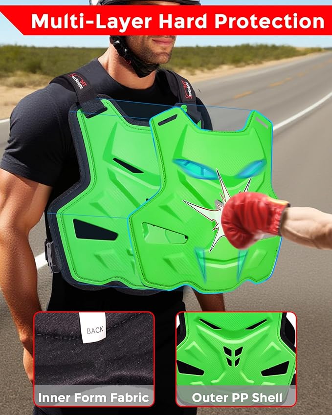 StarknightMT Motorcycle Chest Armor Lightweight Adult Men Motocross Chest Protector, Adjustable Body Armor Vest for Motocross Riding Road Racing Cycling Skiing Skating Easy-wear Chest Guard