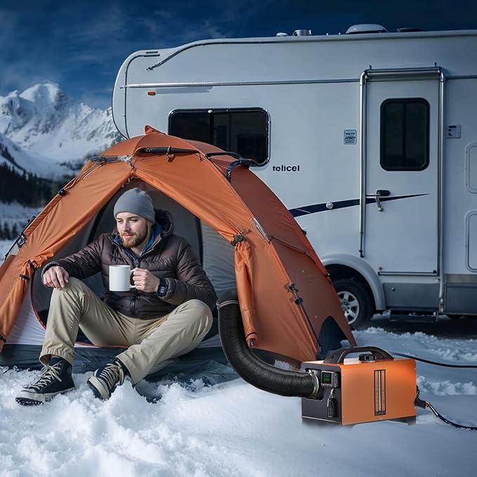 VEVOR ディーゼルヒーター、12V オールインワン ディーゼルエアヒーター、リモコンとLCDディスプレイ付き、5L燃料タンク急速加熱ポータブルディーゼルパーキングヒーター、RV、トラック用、8KW、ベーシック、オレンジ