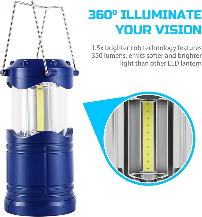 Lichamp LEDキャンプランタン 4個セット 電池式懐中電灯 停電対策 ポータブル折りたたみ式吊り下げライト 家庭、アウトドア、緊急用ランプサバイバルキットギア ハリケーン用 ブルー