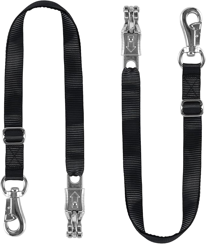 Rosemarie Trailer Cross Tie, Horse Haulage Adjustable Nylon Straps Leads with Panic Snap Fixed Eye Equestrian Equipment