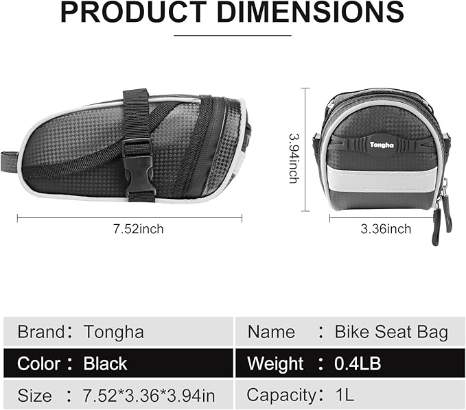 Bicycle Seat Bag Water Proof,Bike Pack Under Seat,Wedge Saddle Bag for Bike,Cycling Accessories