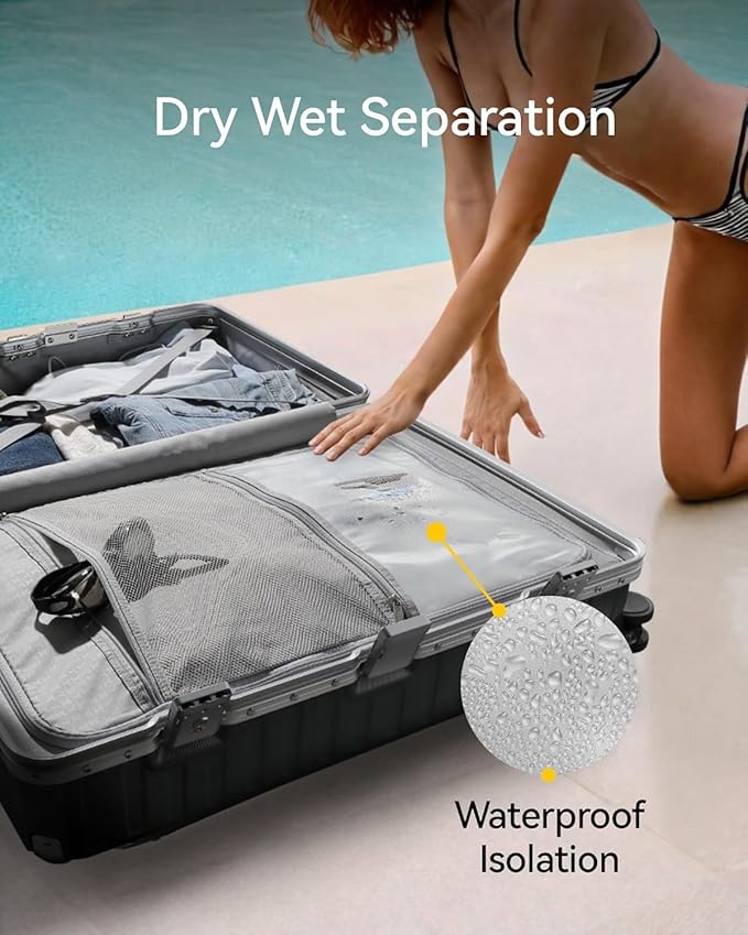 Luggage Sets with Spinner Wheels, 8010S Aluminum Frame Zipperless Polycarbonate Hard Shell Suitcase Sets (ZX-Core, Silver, 2 Piece (20/28))