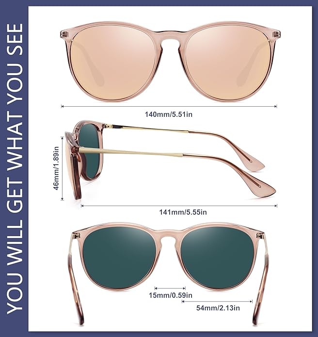 WOWSUN Retro Polarized Sunglasses Womens 2026 Trendy Round Classic Glasses