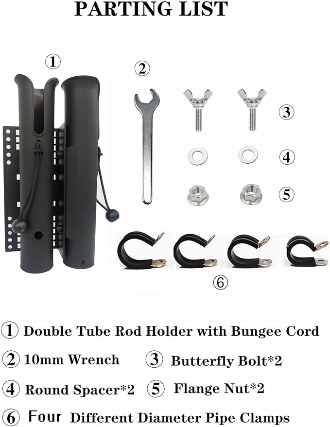 2-Tubes Fishing Rod Holder for Bike, Bike Fishing Pole Holder and Carrier,Rod Rack for Bicycle Fishing
