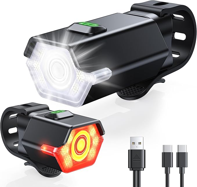 Zewdov High Lumen Super Bright Bike Lights for Night Riding, Adjustable Modes Bicycle Lights Front and Rear, Rechargeable & IP65 Waterproof Bike Headlight and Taillight Set for Cycling Electronics