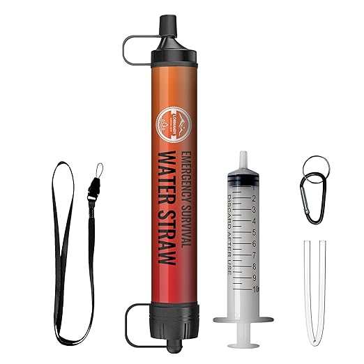 緊急用浄水ストロー、個人用サバイバル浄水システム、浄水器、ハイキング、キャンプ用品、サイクリング、釣り、防災用のアウトドアサバイバルギアと装備