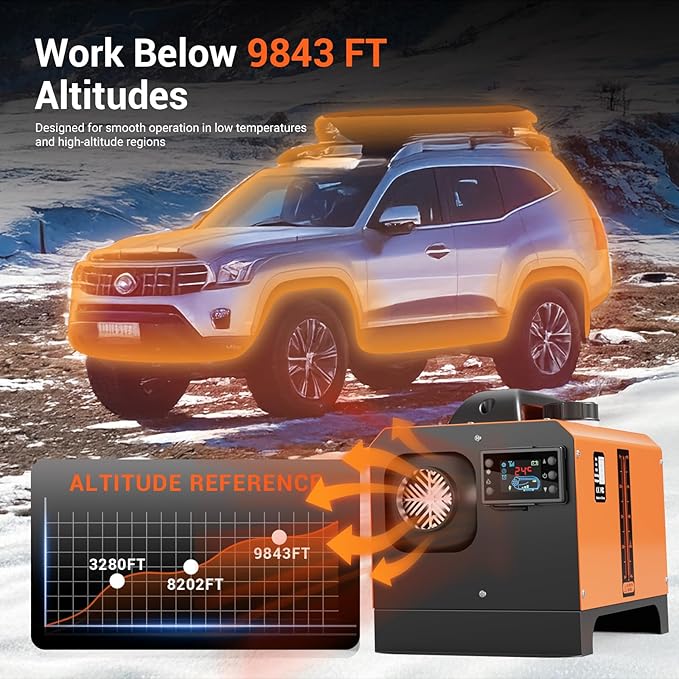 12V Diesel Heater, 8KW Portable Diesel Air Heaters, All in One Parking Heaters with Remote Control and LCD Screen, Diesel Air Heater with 1.3Gal Fuel Tank, for Car SUV Trailer Camper Van Boat Garage