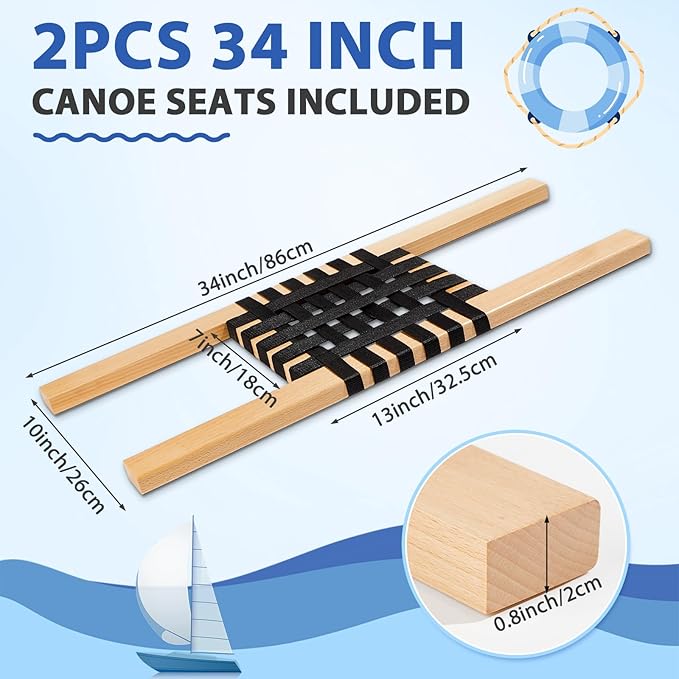 2 Pcs 34 Inch Canoe Webbed Seat Outdoor Caned Seat Replacement Canoe Hardware Accessories Weather-Resistant for Kayaking Boating Fishing Camping
