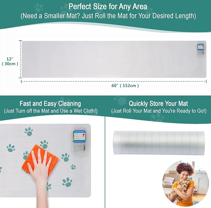 SEERWAY 2-Pieces Pet Shock Mat with Tester for Dogs & Cats - Keep Off Couch, Bed, Kitchen Counter, 3 Training Modes Waterproof Electronic Deterrent Mat