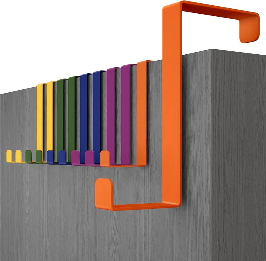 Menz Wreath Hanger Over Door Hooks – Set of 10, Colourful - Coat Hanger 3.6 cm (1.4") and 4.6 cm (1.8"), 2-Sided Towel Holder, Hooks for Hanging Clothes, Bags and Accessories