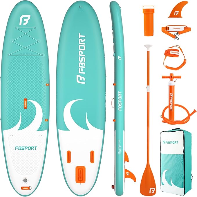FBSPORT 11' Premium Stand Up Paddle Board, Yoga Board with SUP Accessories & Carry Bag | Wide Stance, Surf Control, Non-Slip Deck, Leash, Paddle and Pump for Youth & Adult
