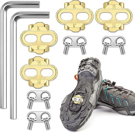 Therwen 4 Pcs Bike Cleats Bicycle Cleats Cycling Cleats with 2 Hexagonal Wrenches for MTB Shoes Compatible with Eggbeater Candy Mallet Smarty Pedals