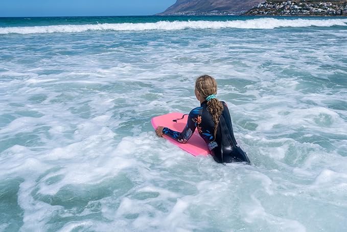 Reed Body Board 33 Inches Bodyboard Body Boards for Beach Kids Lightweight EPS Core Dual Channel Double Swivel Coiled Wrist Leash for All Surfing Levels