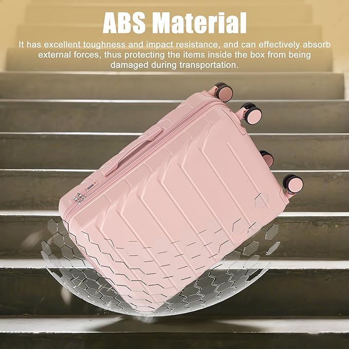 28 Inch ABS Hard Shell Large Luggage With Combination Lock and Side Hooks, Pink