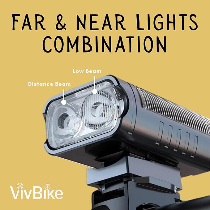 HerTime2 VivBike Rechargeable Bike Light – LED Bicycle Headlight, USB-C Charging, Waterproof, Multiple Lighting Modes