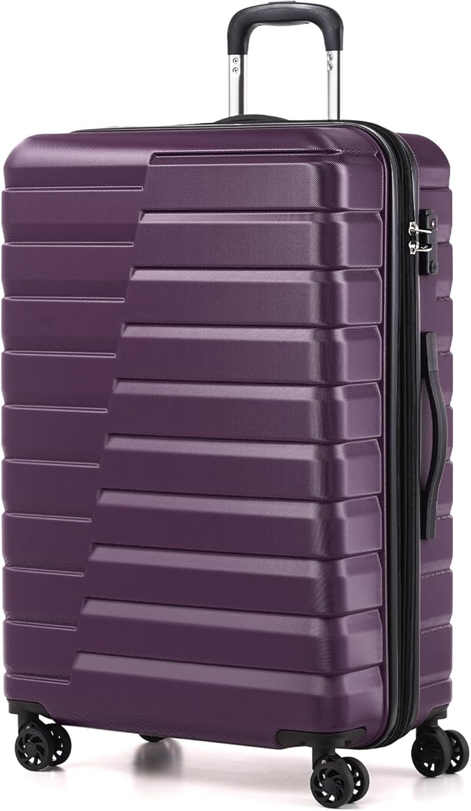 Coolife 拡張可能 大型スーツケース スピナーホイール付き ハードシェル TSAロック 28インチ (パープル)