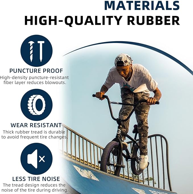 2PCS 16/18/20x1.95/2.125Inch BMX Bike Tires with Inner Tubes with Tyre Levers 16/18/20 1.95/2.125Inch Resistant Tyres Street Park Dirt Riding Racing Freestyle