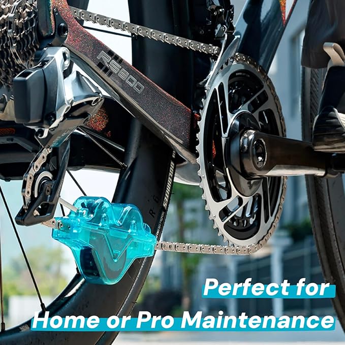 Upgraded Polycarbonate Bike Chain Cleaner Tool – Leak-Proof Chain Scrubber with 360° Automatic Brushes, No Chain Removal Drivetrain Maintenance Kit for MTB, Road & E-Bikes(Green)