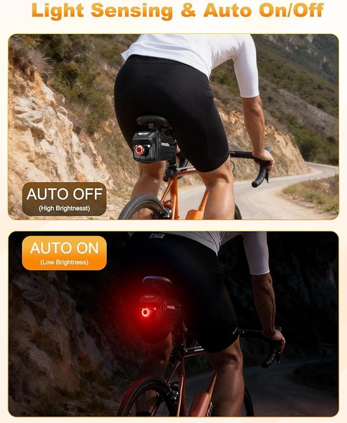 Bike Saddle Bag with Taillight, 2.0L Waterproof & Easy-Install Bicycle Saddle Bag, 3D Shell Cycling Seat Pack for Road/E-Mountain Bikes, Durable Storage Bag for Cyclists