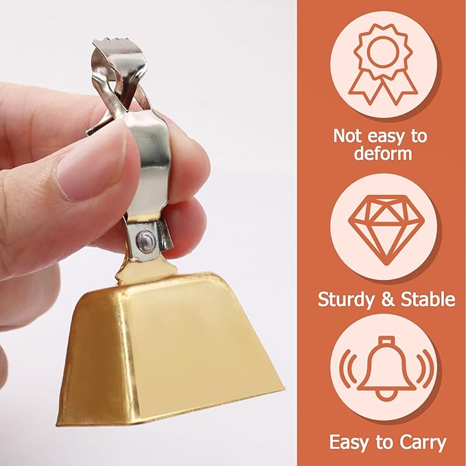 Biaungdo 20 Pcs Fishing Bells for Rods, Fishing Pole Catfish Bells with Clamp Clip on Poles, Metal Catfishing Equipment Rings Ice Accessories for Angling Rod Tips