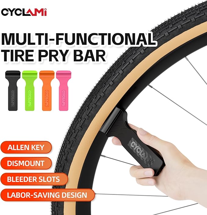 2-in-1 Bike Tire Levers Tool Kit - Ultra Strong Portable Tire Removal Crowbar for Road & Mountain Bikes - Durable Bicycle Tire Repair Tools, Easy Install/Remove for Standard Tires Orange