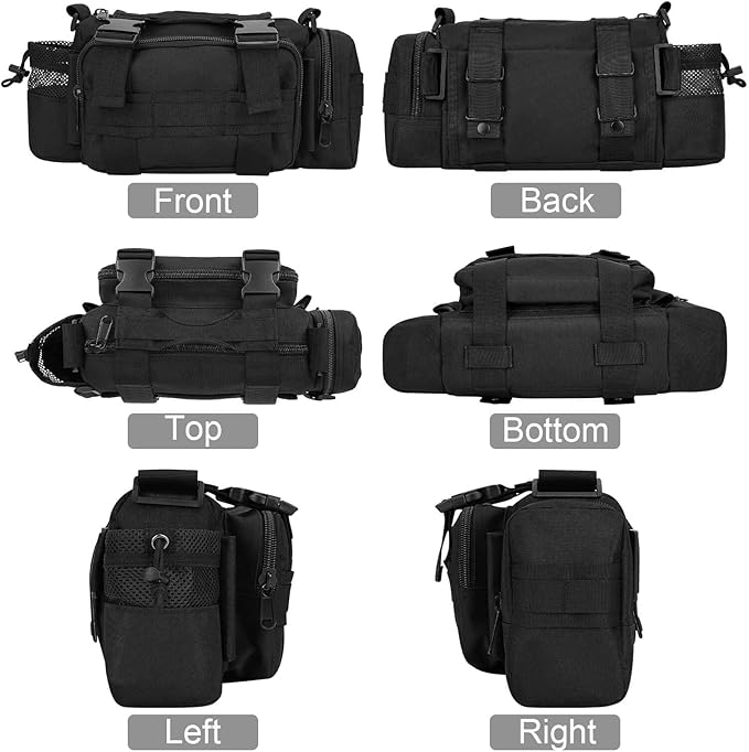 BraveHawk OUTDOORS Bike Handlebar Bag, 900D Nylon Oxford Multi-Purpose Tactical Waist Bag Heavy-Duty Water Resistant MOLLE Outdoor Bicycle Pack for Cycling Hiking (Large)
