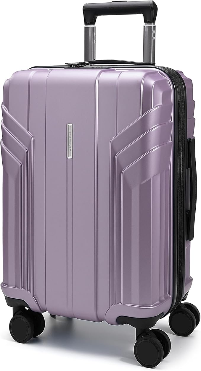 BAGSMART 機内持ち込み手荷物 拡張可能 22x14x9 航空会社承認済み 20インチ 旅行用スーツケース スピナーホイール付き 軽量 ハードシェル スーツケース 機内持ち込み ラベンダーパープル