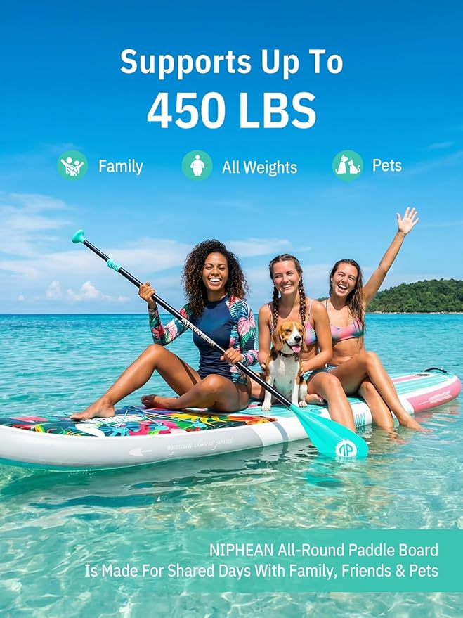 Niphean Inflatable Stand Up Paddle Board with SUP Accessories, Anti-Slip EVA Deck, 10’6’’ Inflatable Paddle Boards for Adults & Youth of All Skill Levels