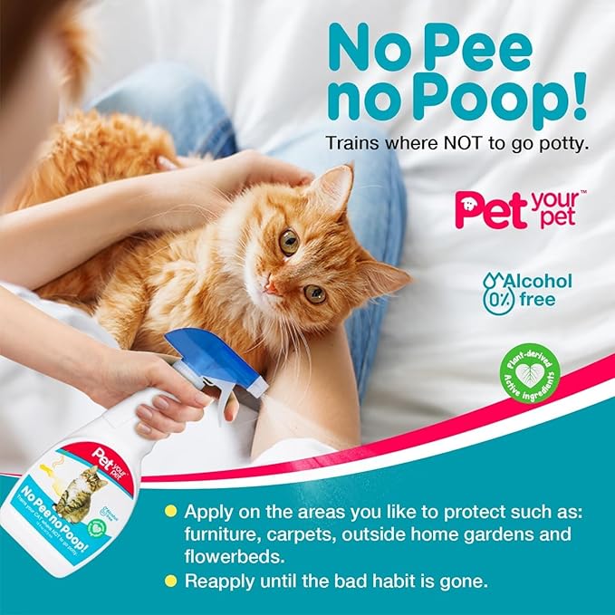 Cat Potty Training Spray No Pee No Poop, 8 Fl Oz, Non Toxic Spray for Cats Only, Natural Pee Deterrent, Stops Urine Marking and Pooping, Indoor Outdoor Keep Off