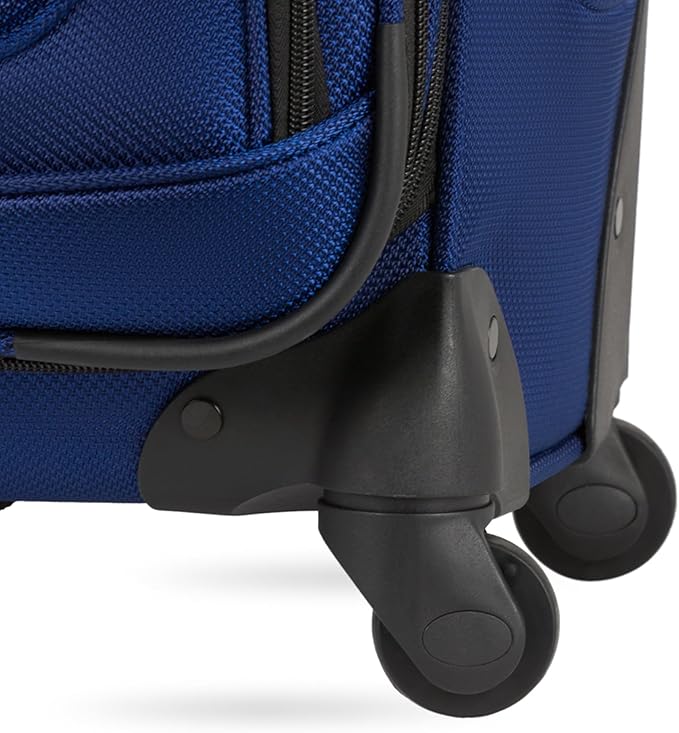 SwissGear Sion Softside Expandable Luggage – Medium Checked Suitcase with 360 Degree Wheels & Retractable Handle – 25 Inch, Perfect for 1-7 Night Trips – Blue