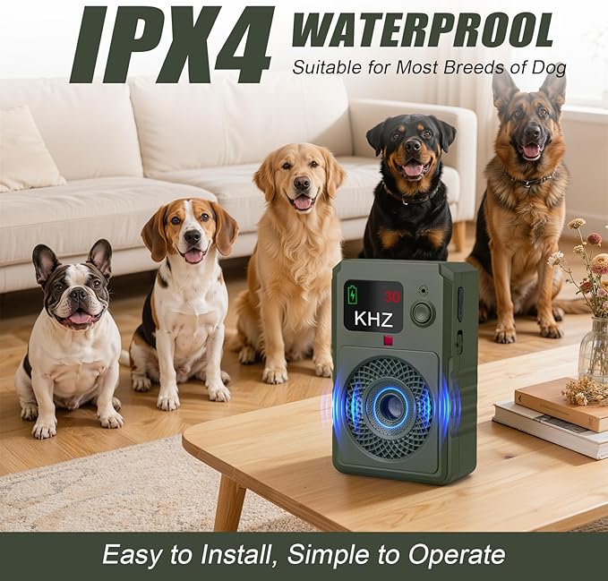 Dog Bark Deterrent Devices 2026 New Updated Anti Barking Device for Dogs Automatic Ultrasonic Bark Box with LED Screen, 50ft Range Wall-Mountable, Rechargeable Dog Silencer for Indoor Outdoor