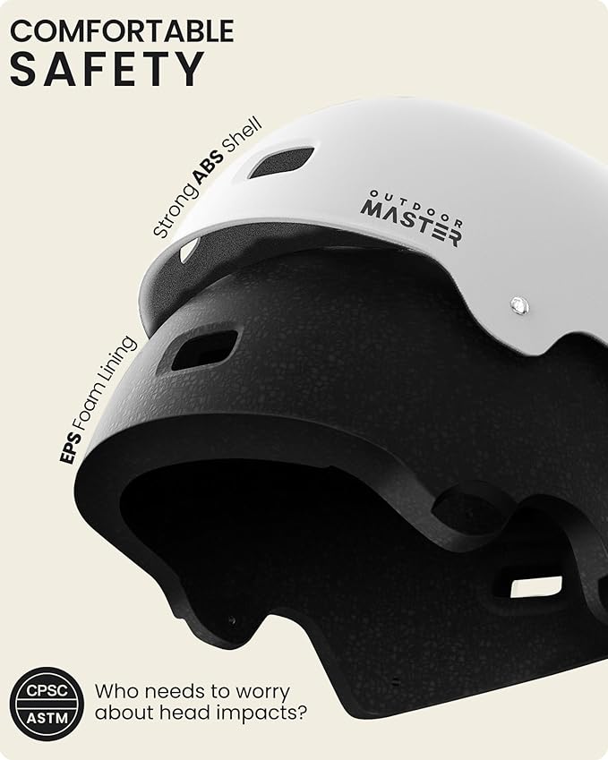OutdoorMaster スケートボード サイクリング ヘルメット - 取り外し可能なインナー2枚 通気性 多用途 スポーツ スクーター ローラースケート インラインスケート ローラーブレード 子供 ユース 大人用