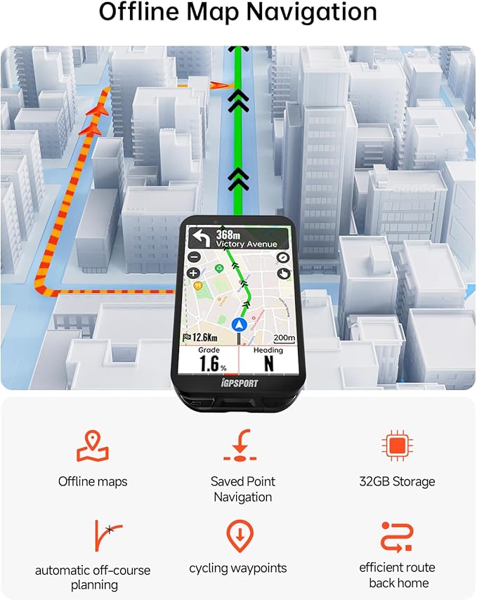 iGPSPORT iGS800 Bike Computer Touchscreen, 3.5'' Offline MAP Navigation WiFi Bluetooth ANT+ Smart 32GB GPS Cycling Computer Waterproof
