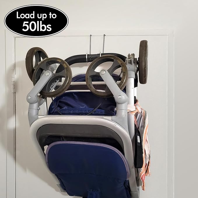 Over Door Hook Heavy Duty Hooks for Hanging - Single Hook Loads up to 50lbs for Kitchen, Bathroom, Bedroom and Office - Pack of 3